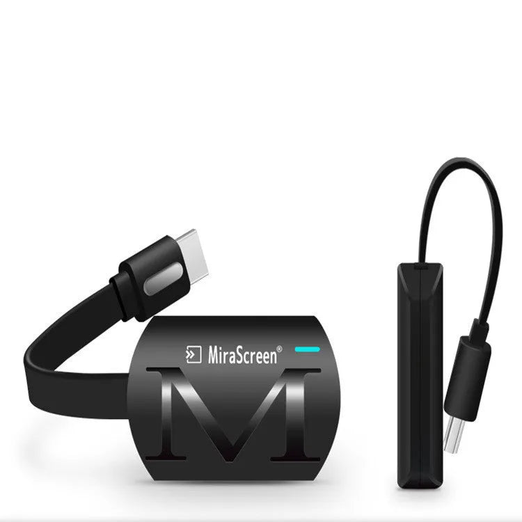 Black compact HDMI mirroring dongle for smartphone to TV with 1080p output.