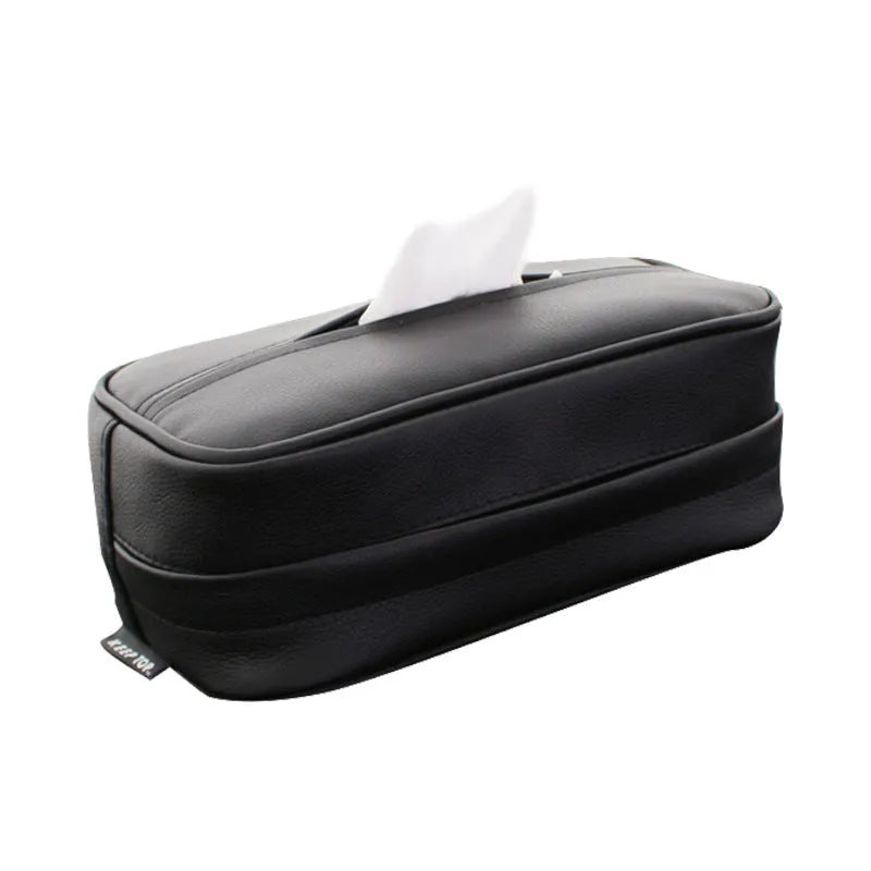 Black leather car storage hanging box organiser bag with dimensions 230x110x90mm