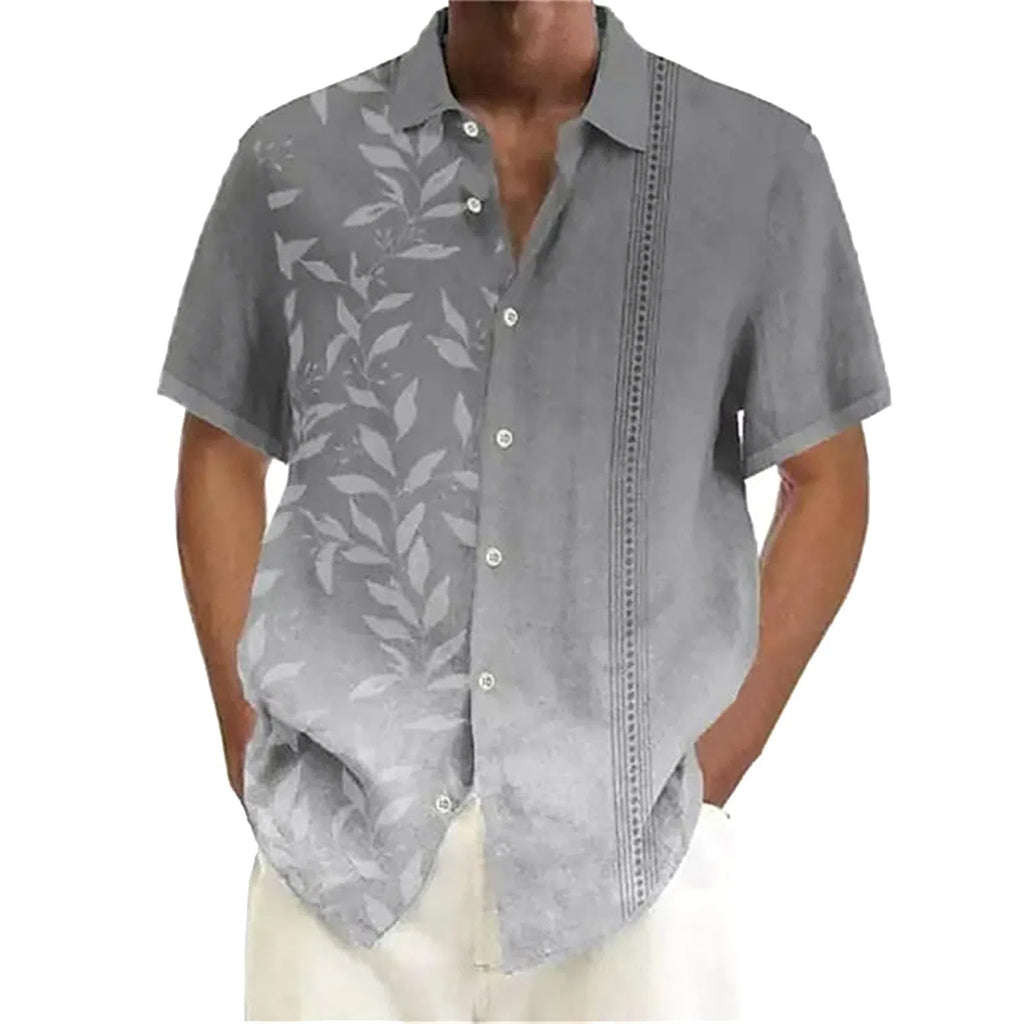 Plus size men's flower print digital short sleeve shirt cardigan regular fit polyester summer casual clothing