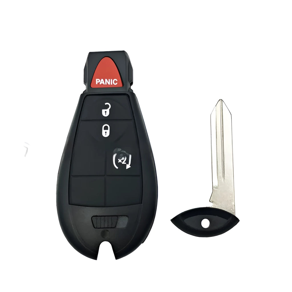 Dodge Chrysler smart card key replacement shell with ABS brass construction showing 85x42x15mm dimensions