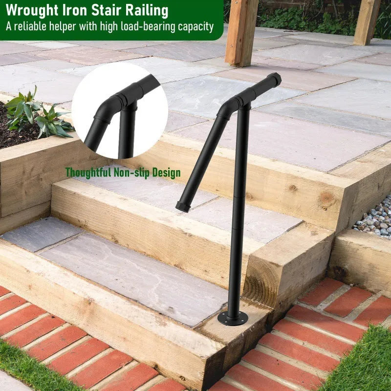 Black metal American household ladder support with minimalist stair design