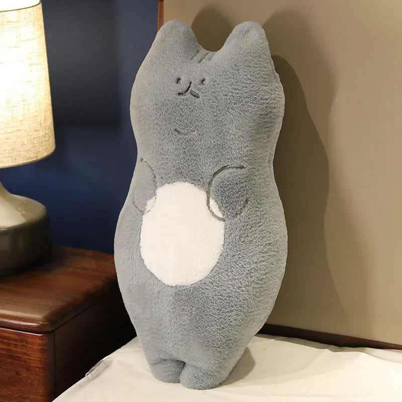 Cute cartoon cat pillow plush toy in 70cm size, standing cat design in yellow
