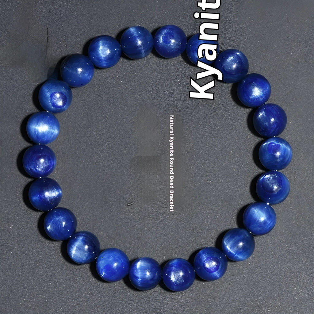 Blue crystal ball bracelet with geometric shape and Ruyi design elements on polished natural crystal