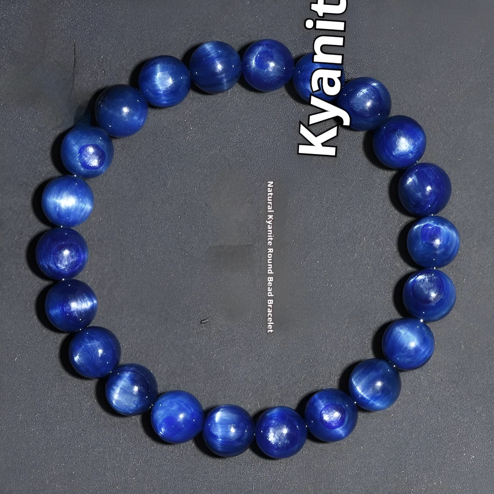 Blue crystal ball bracelet with geometric shape and Ruyi design elements on polished natural crystal