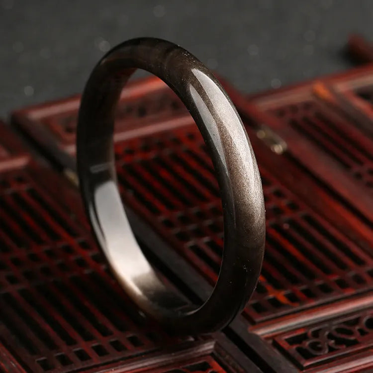 Natural silver stone cat's eye bracelet with geometric ethnic retro design in national style