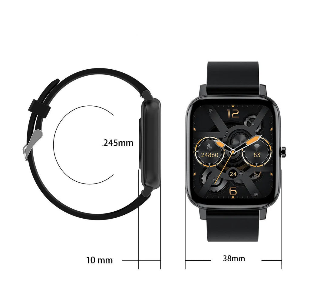 H80 fashion sports smart watch with black silicone strap showing health metrics on screen.