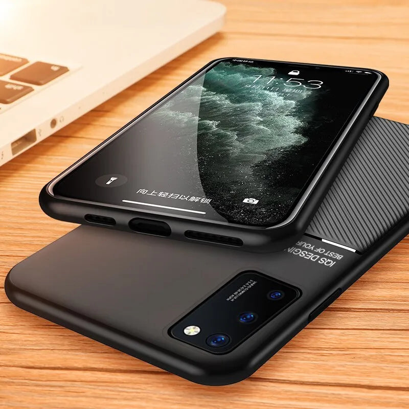Huawei magnetic friction anti-fall back cover in black with PU leather finish and TPU inner shell for P30 Pro.