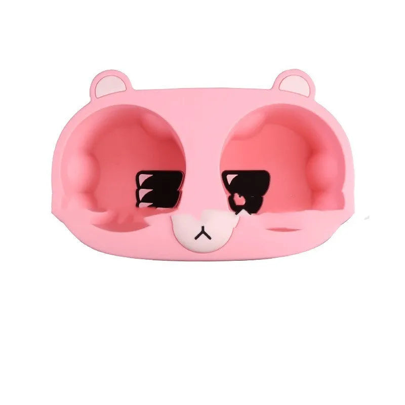 Silicone car cup holder insert in grey colour with cartoon design for reducing drink movement