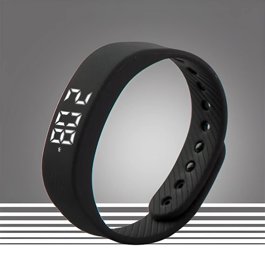3D smart sports pedometer bracelet with 1.8 inch screen, silicone wristband, black colour