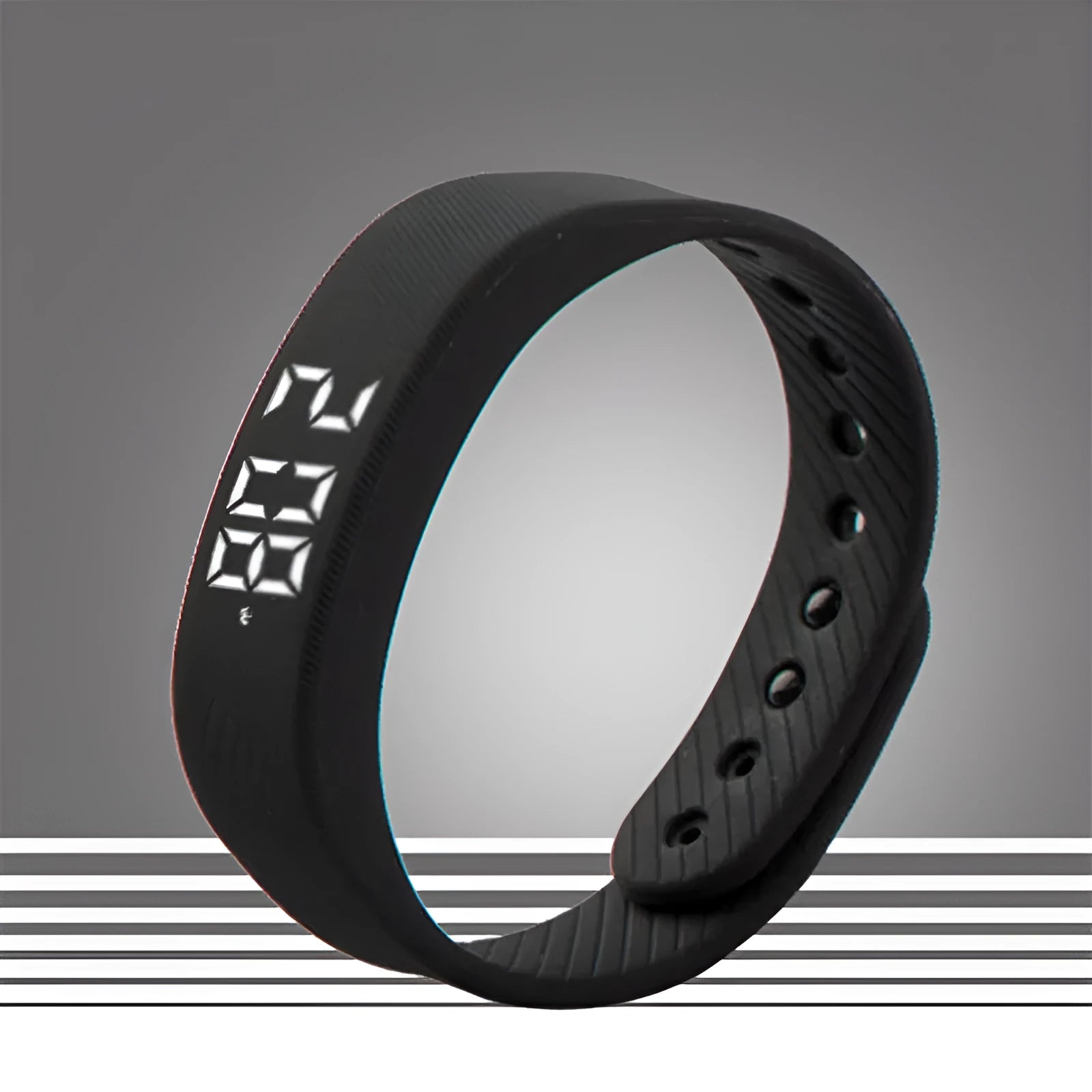 3D smart sports pedometer bracelet with 1.8 inch screen, silicone wristband, black colour