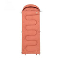 Outdoor camping cotton sleeping bag quilt in ochre or olive green colour showing quilt-style design