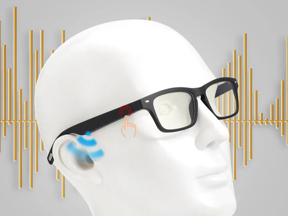 Smart Bluetooth glasses with open-ear audio design and polarised sunglasses lenses