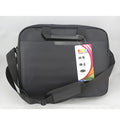 Large black nylon shoulder bag for 15.6 inch laptop, plain finish with zipper and handle