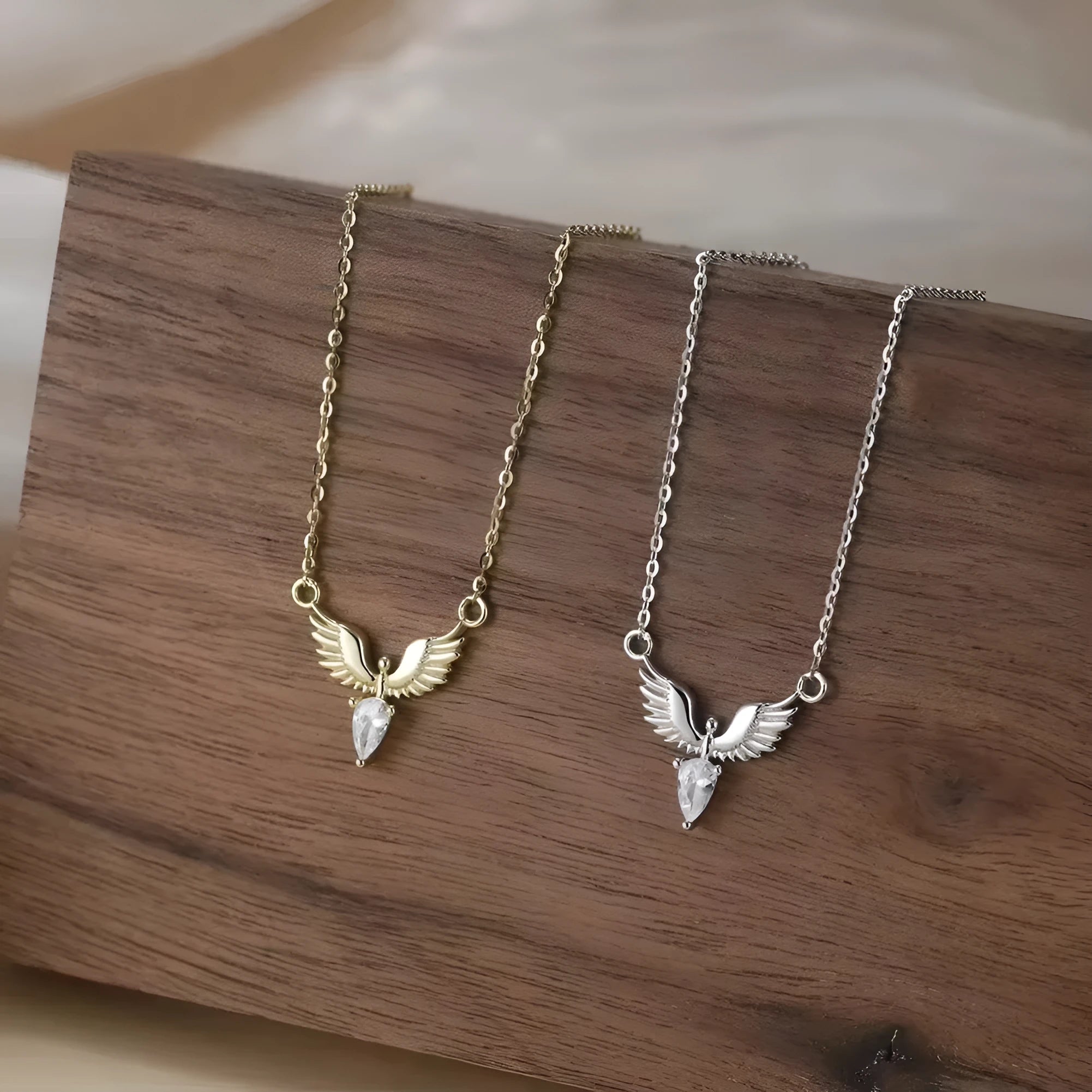Women's silver eagle chain necklace with adjustable length and electroplated finish options