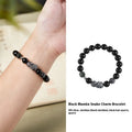 Men's black obsidian crystal and silver snake bracelet with retro zodiac design