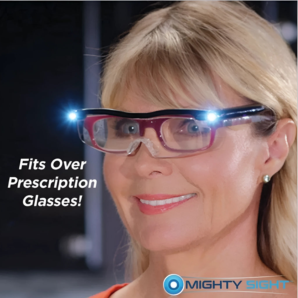 Transparent black USB LED reading glasses with scheduled lighting function