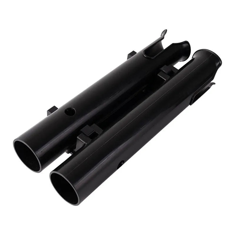 Plastic fishing rod rack with carbon fibre frame for bicycle and motorcycle attachment