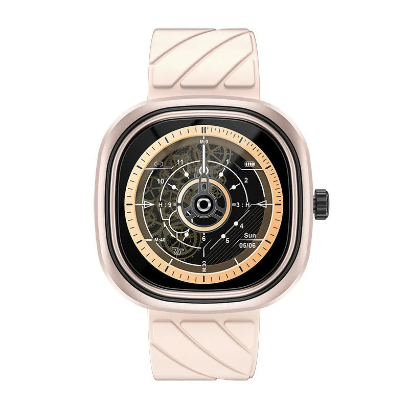 Black smart bracelet watch with 1.32-inch touch screen on silicone wristband