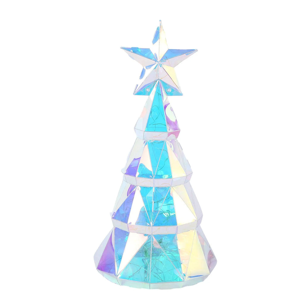 Colourful luminous Christmas tree decoration with LED lights measuring 14.5 by 4.8 by 20 centimetres