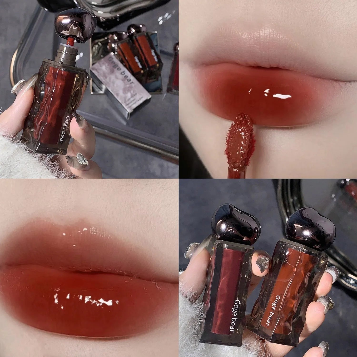 Glacier Lava Lip Lacquer mirror makeup product with built-in applicator in seven colour options
