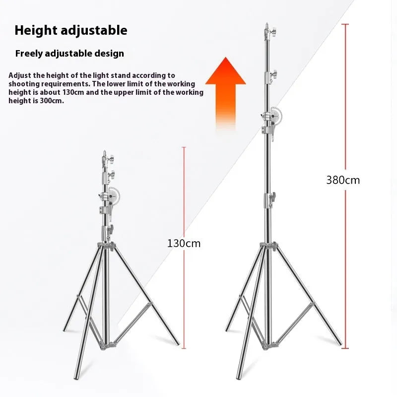 Silver stainless steel cross-arm ceiling lamp rack showing extended height