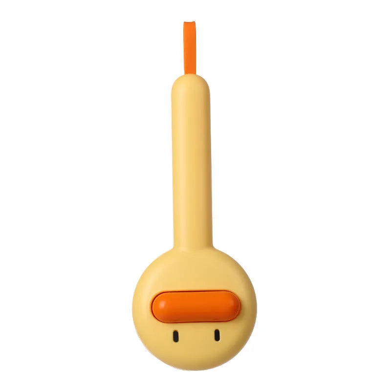 Small yellow duck comb for pet grooming with needle brush construction