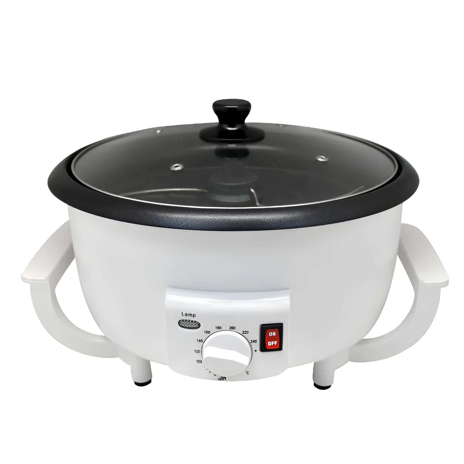 White coffee bean roasting machine with 750g capacity and 225mm base