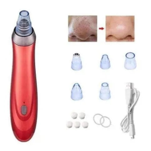 Electric blackhead remover device with five nozzle attachments for pore cleaning