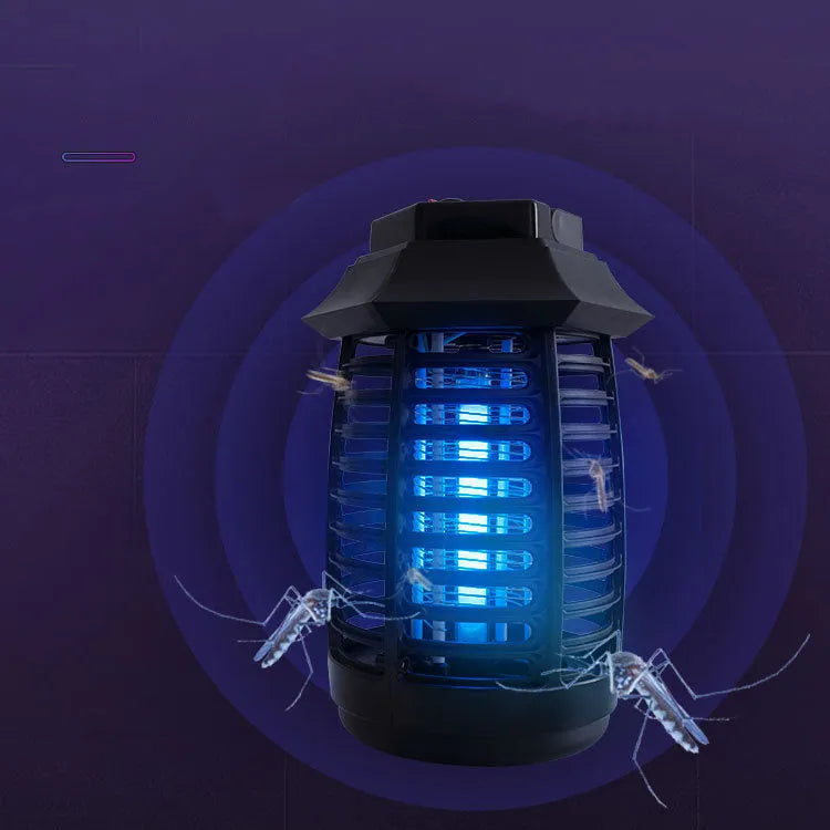 Black aromatherapy mosquito lamp for indoor insect control with UV or LED tube options