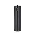 Black aluminium alloy portable power bank with a carry handle and strap, showing compact size
