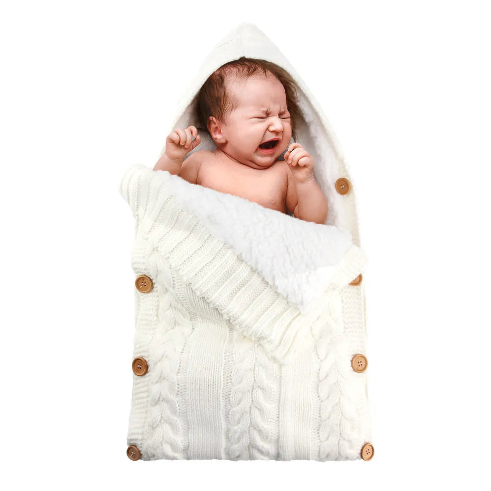 Plush baby stroller sleeping bag with button fastening, 70x35cm, acrylic cashmere blend, beige colour