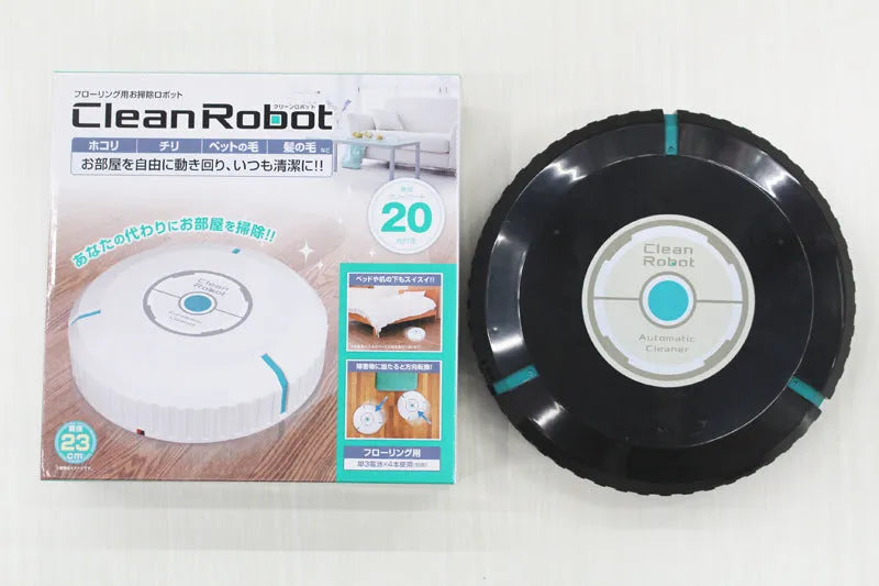 Black and white ABS automatic sweeping robot cleaner 23cm for multiple floor types