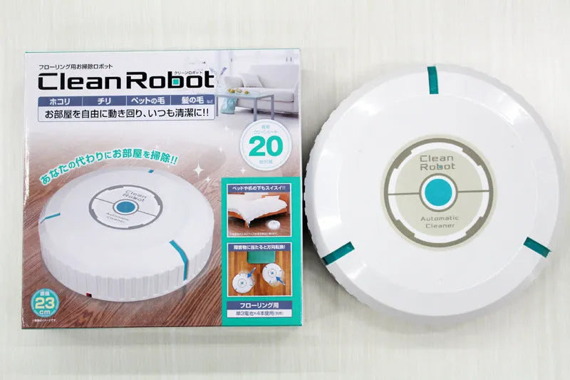 Black and white ABS automatic sweeping robot cleaner 23cm for multiple floor types