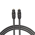 Black 2-metre digital optical Toslink audio cable with square connectors on opposite ends.