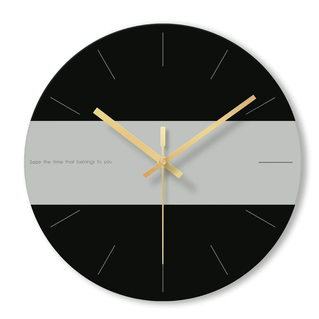 Transparent tempered glass minimalist wall clock with silent movement, 29.5cm diameter
