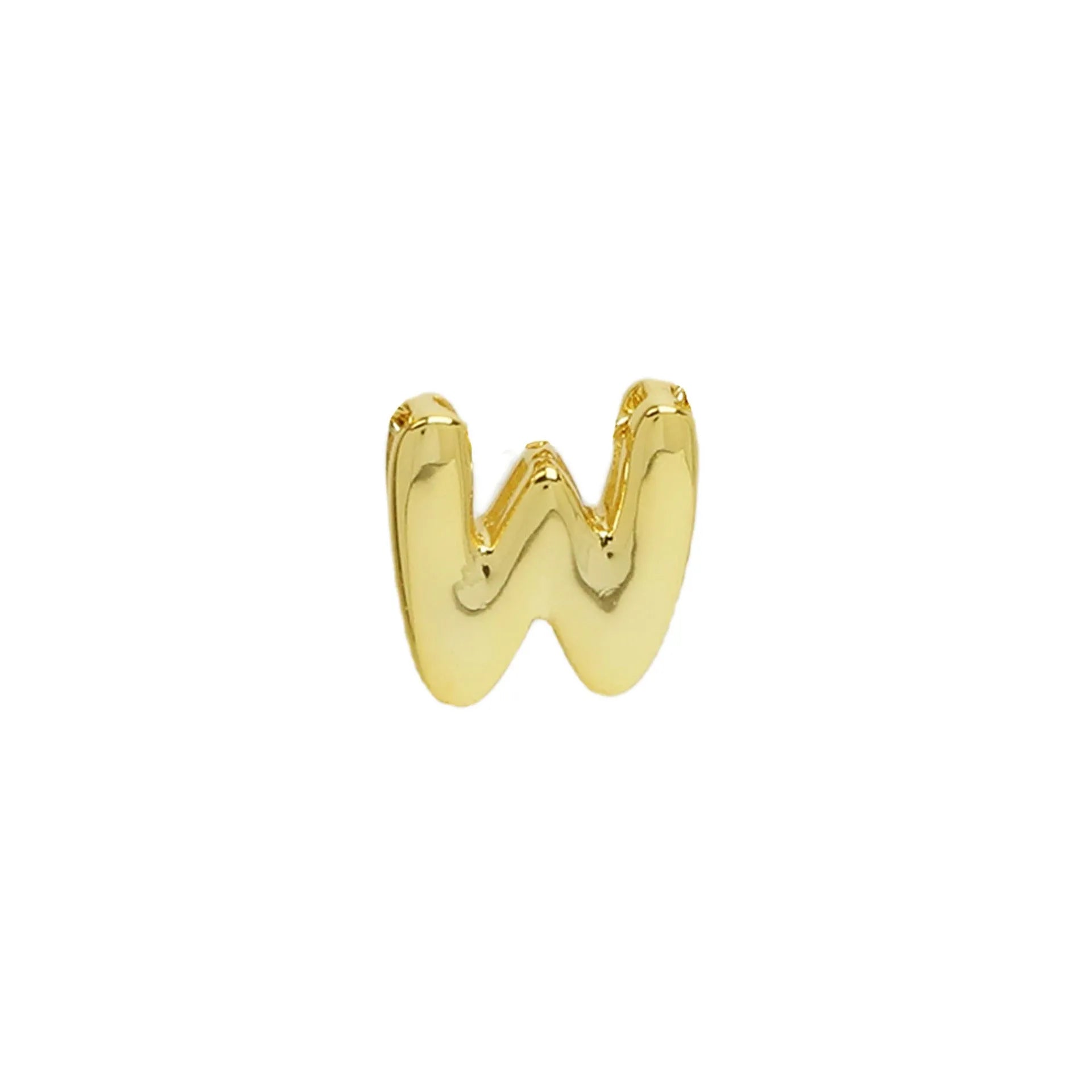 18k brass smooth surface bubble letter bracelet with pendant in gold colour on copper alloy