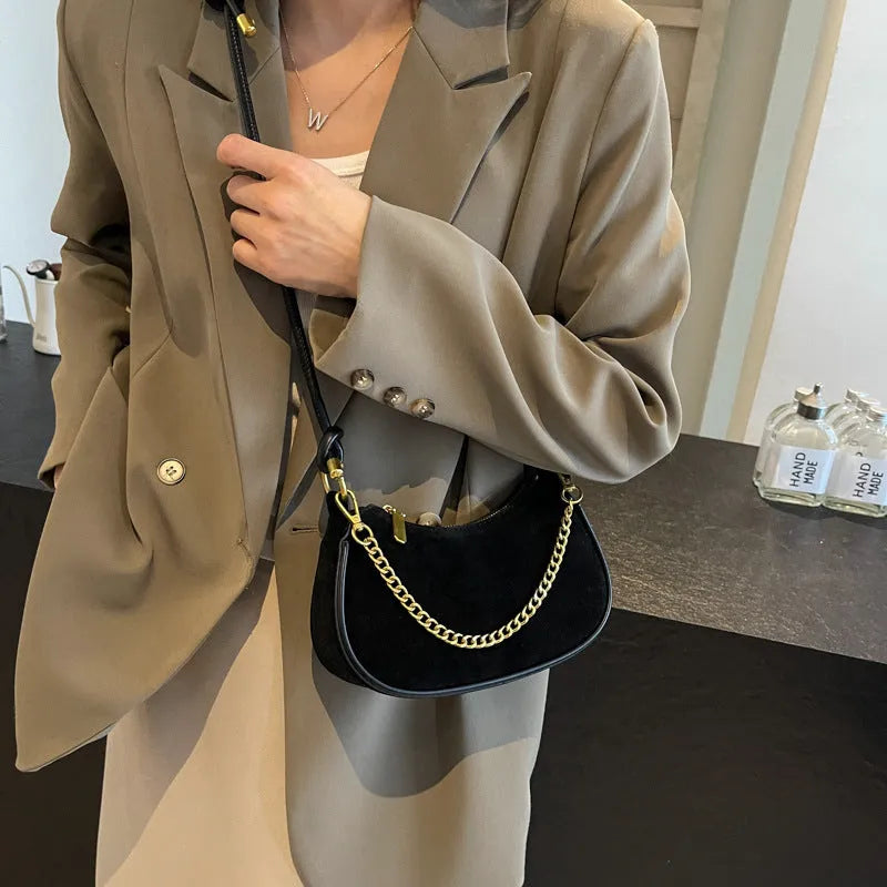 Minority Simple Frosted Small Square Crossbody Shoulder Bag in brown with horizontal shape and sewing line details