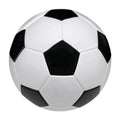 PVC machine seam training football in sizes 3, 4, and 5 on a field.