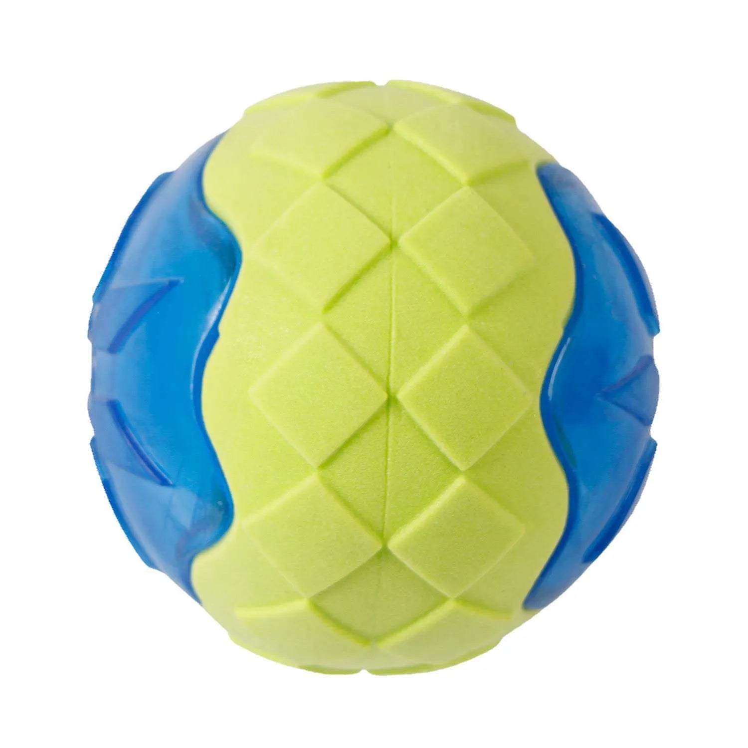 Blue dog toy ball with audible and glow features made from TPR material for chewing and floating play