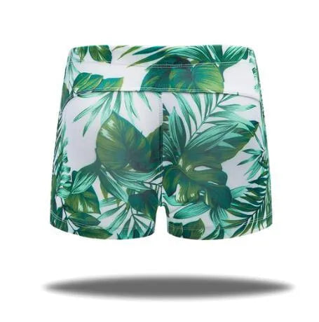 Charm men's nylon boxer briefs in Green, dual use underwear and swimwear