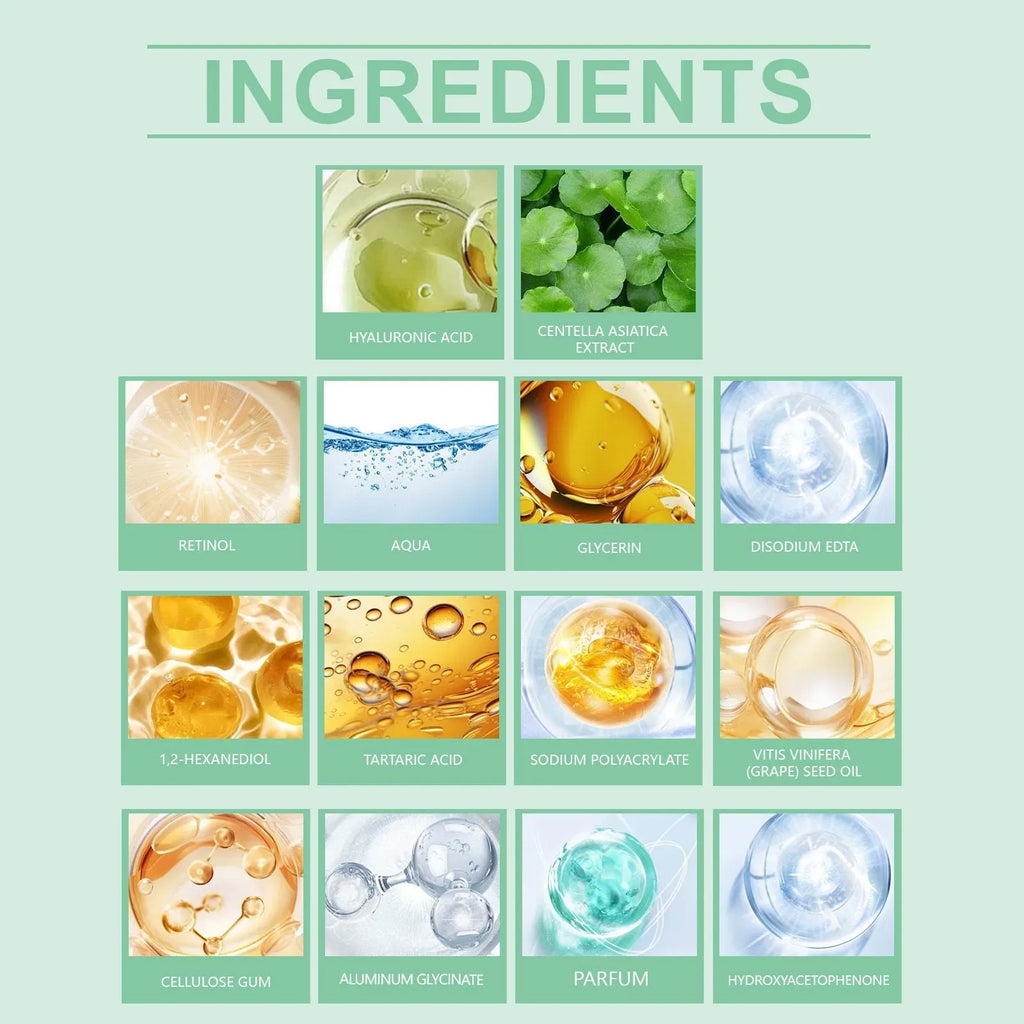 Retinol hydrating face mask with hyaluronic acid and Centella asiatica extract for skincare treatment