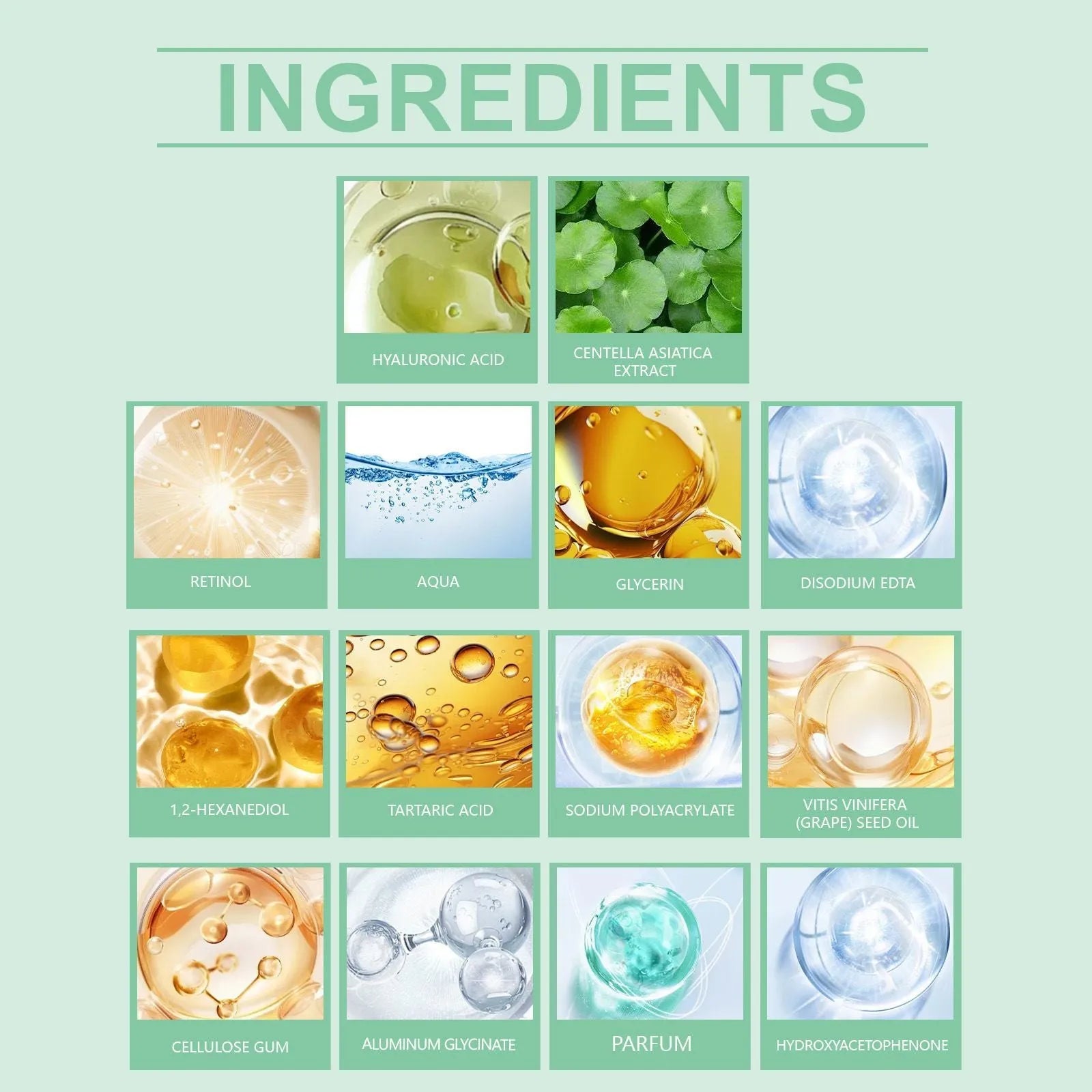 Retinol hydrating face mask with hyaluronic acid and Centella asiatica extract for skincare treatment