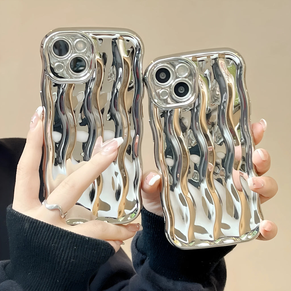 Electroplating three-dimensional wave stripe TPU phone case for iPhone 17 series in multiple colour options