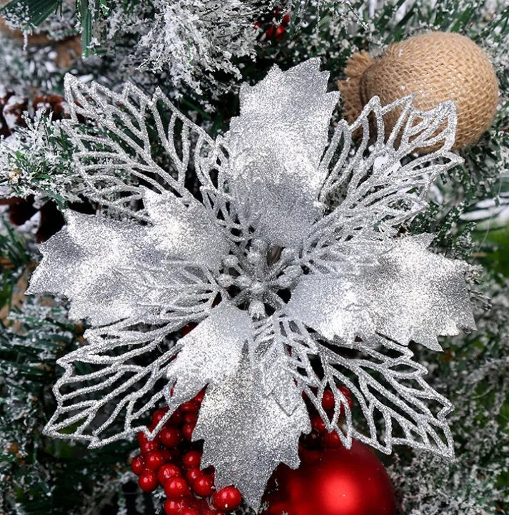 Gold glitter Christmas tree wreath 16cm diameter on white background