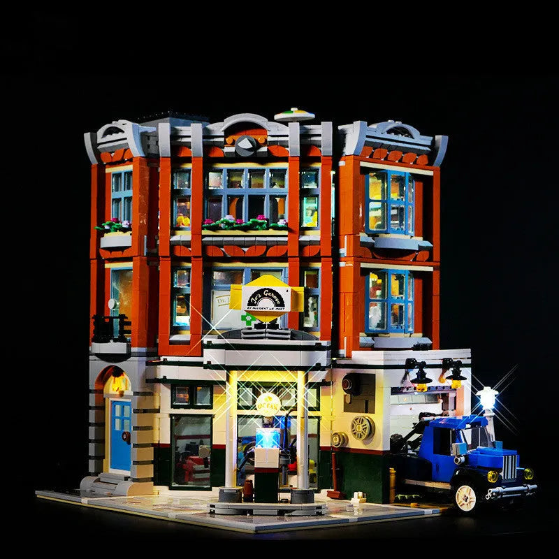 MOC modified LED lighting accessories plastic kit in corner repair shop colours for model building