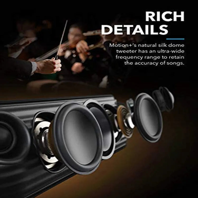 Black subwoofer Bluetooth speaker with 5.1 channel surround sound and 30W output