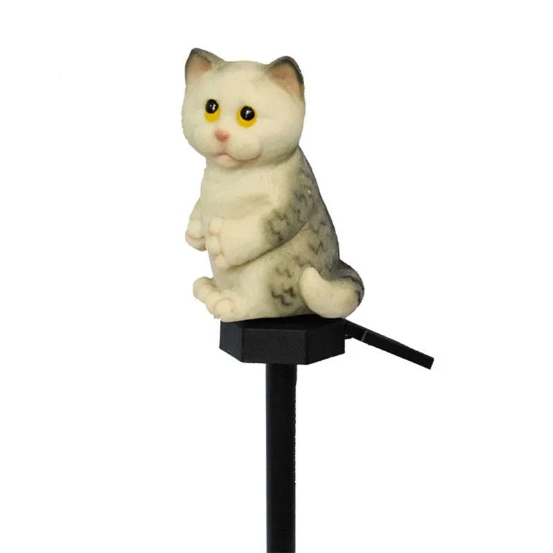 Brown resin cat solar lawn light for outdoor garden decoration