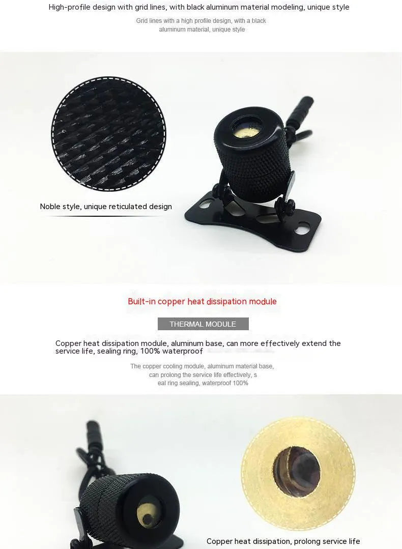 Universal aluminium laser fog lamp for cars and motorcycles with red laser projection