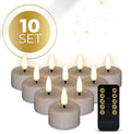 Taupe coloured S10 3D flame LED tealight candles showing realistic fire effect