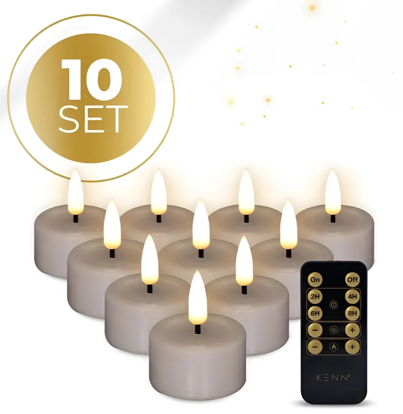 Taupe coloured S10 3D flame LED tealight candles showing realistic fire effect